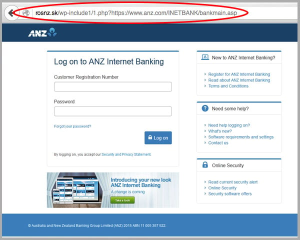 ANZ Internet Banking Hoax Phishing Login Page