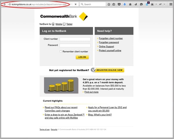 Commonwealth Bank Fake Login Page Phishing