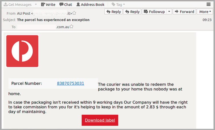 Mistakes let down new malware phishing email impersonating Australia Post MailGuard.jpg