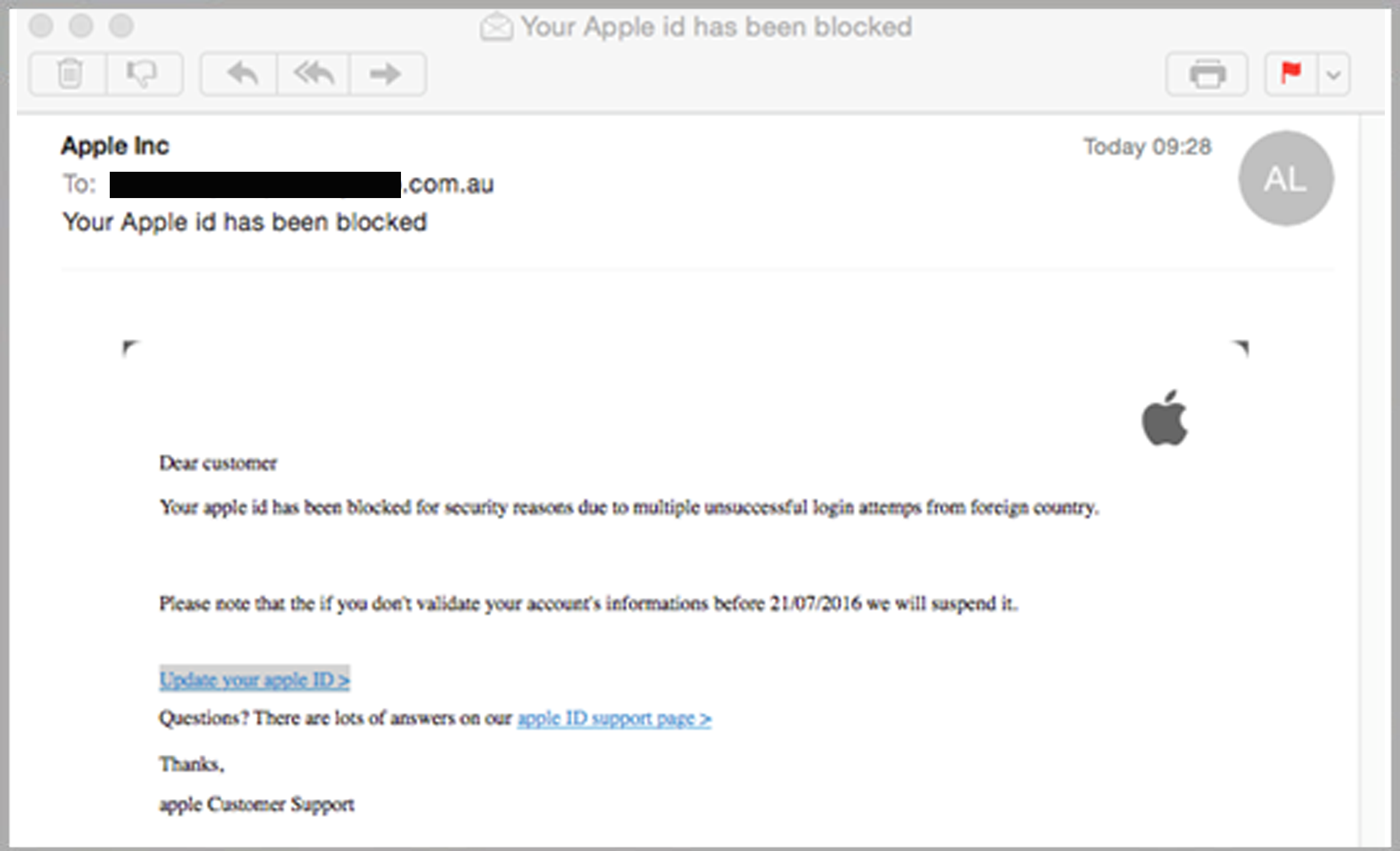 apple fake email pdf