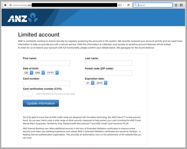limited-account-anz-redirect-phishing-scam