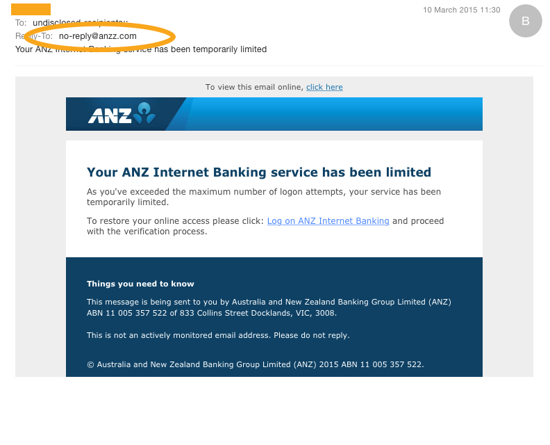 ANZ phishing Scam 1