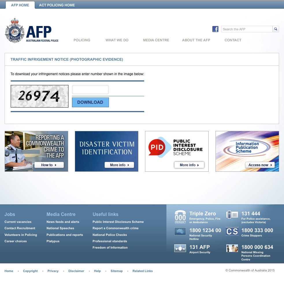 Australian Federal Police Cryptolocker Fake Website