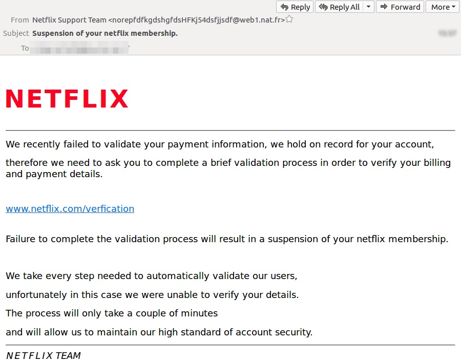 Scammers Posing As Netflix's Steal Credit Card Details - PSafe Blog