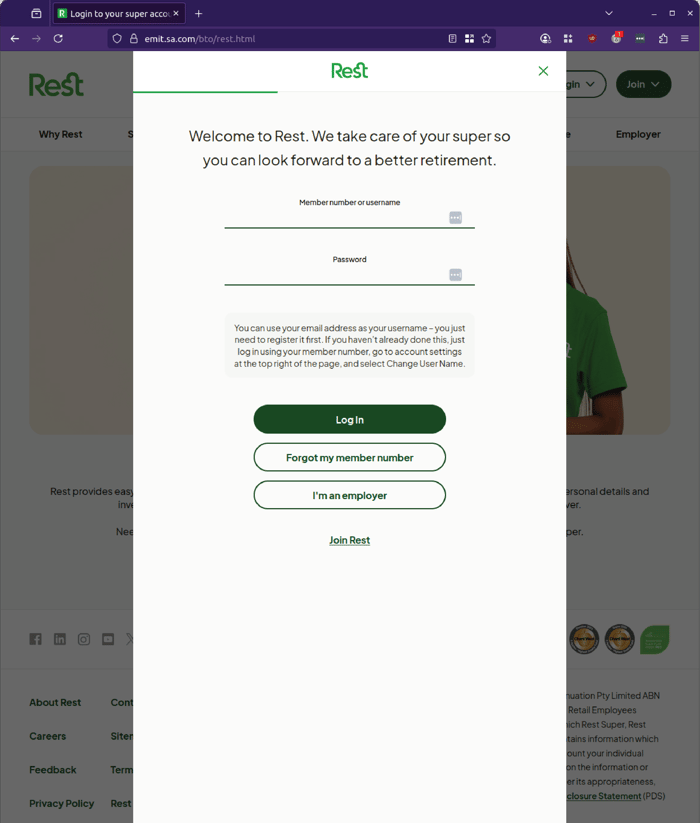 ATO MyGov Super - 0725 - REST Super Member Number Password