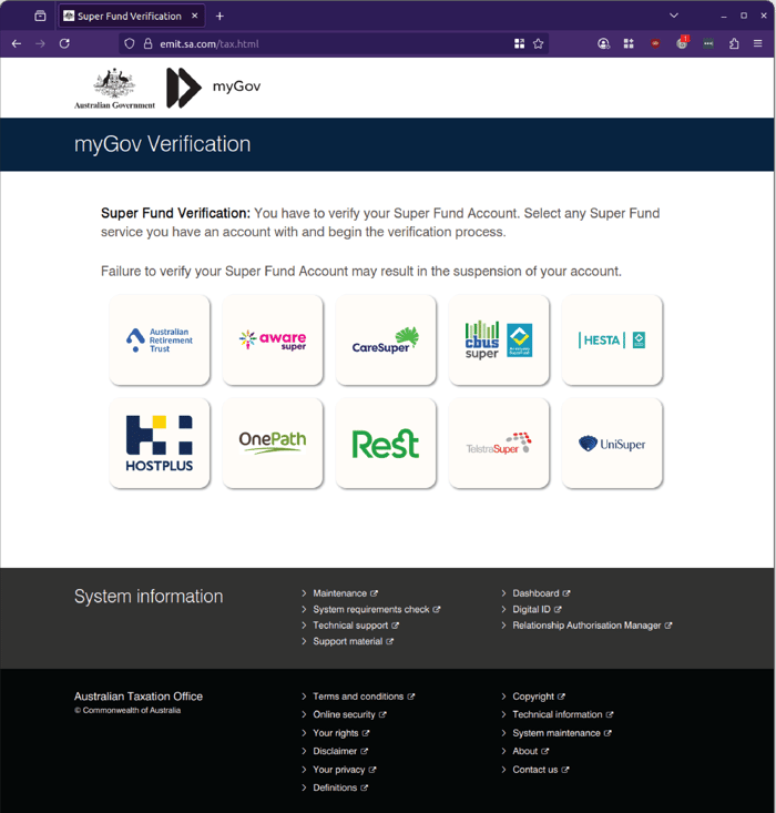 ATO MyGov Super - 0725 - myGov Super Selection Verification