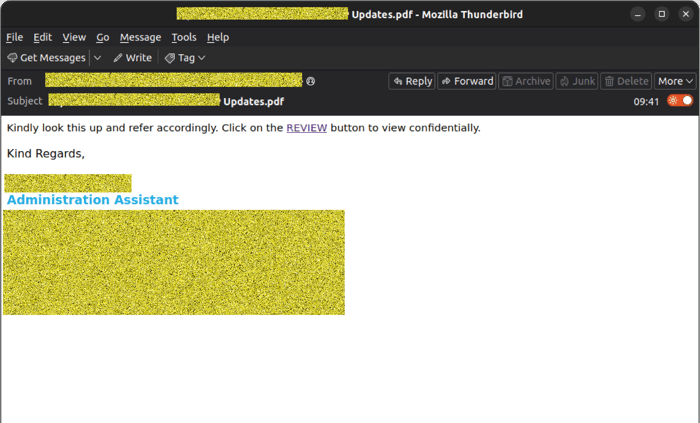 Admin Assistant Compromise Scam - 0326 - email