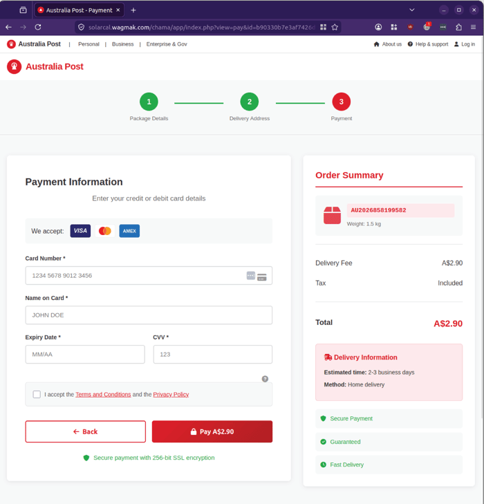 AusPost - 0426 - first payment info