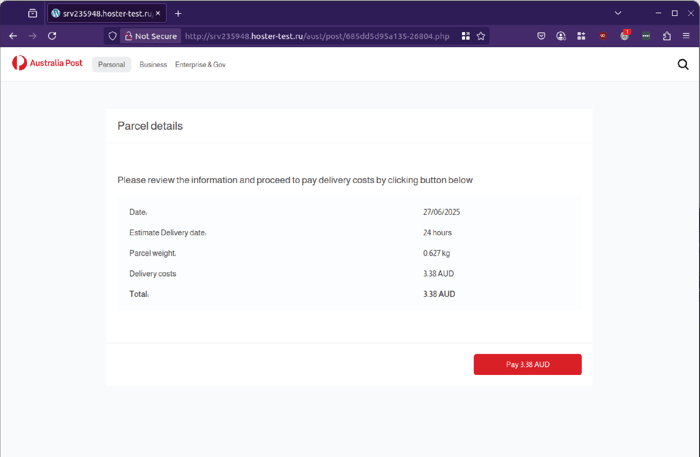 AusPost - 0625 - parcel details