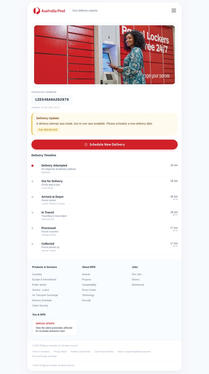 AusPost - 0626 - failed delivery time
