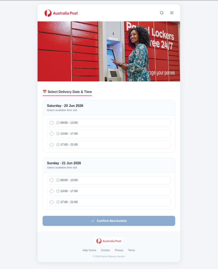 AusPost - 0626 - select new delivery time
