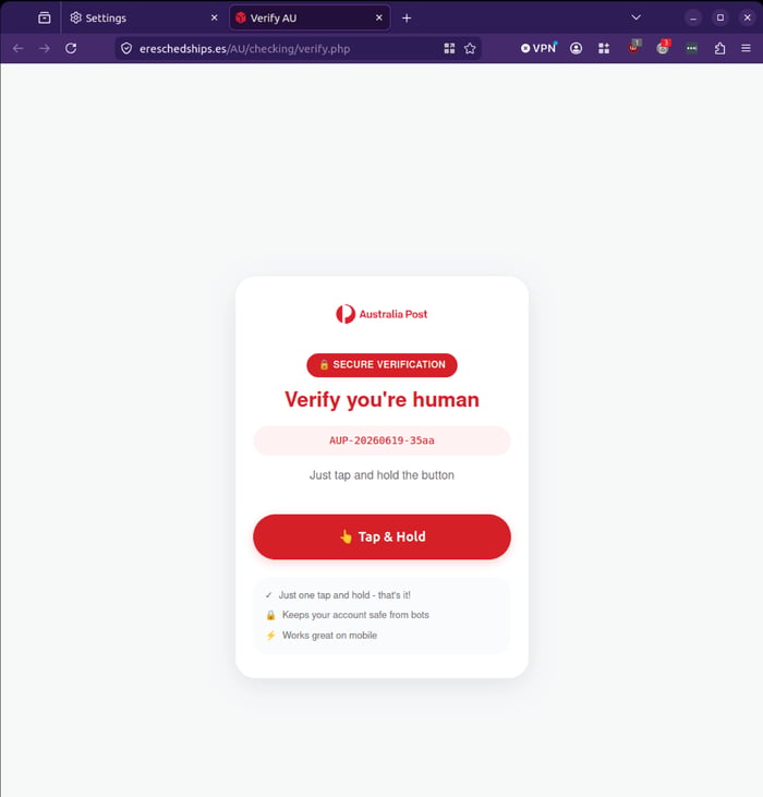 AusPost - 0626 - verify you are human