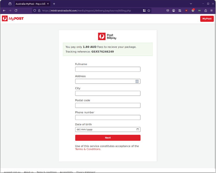AusPost - phish - 2
