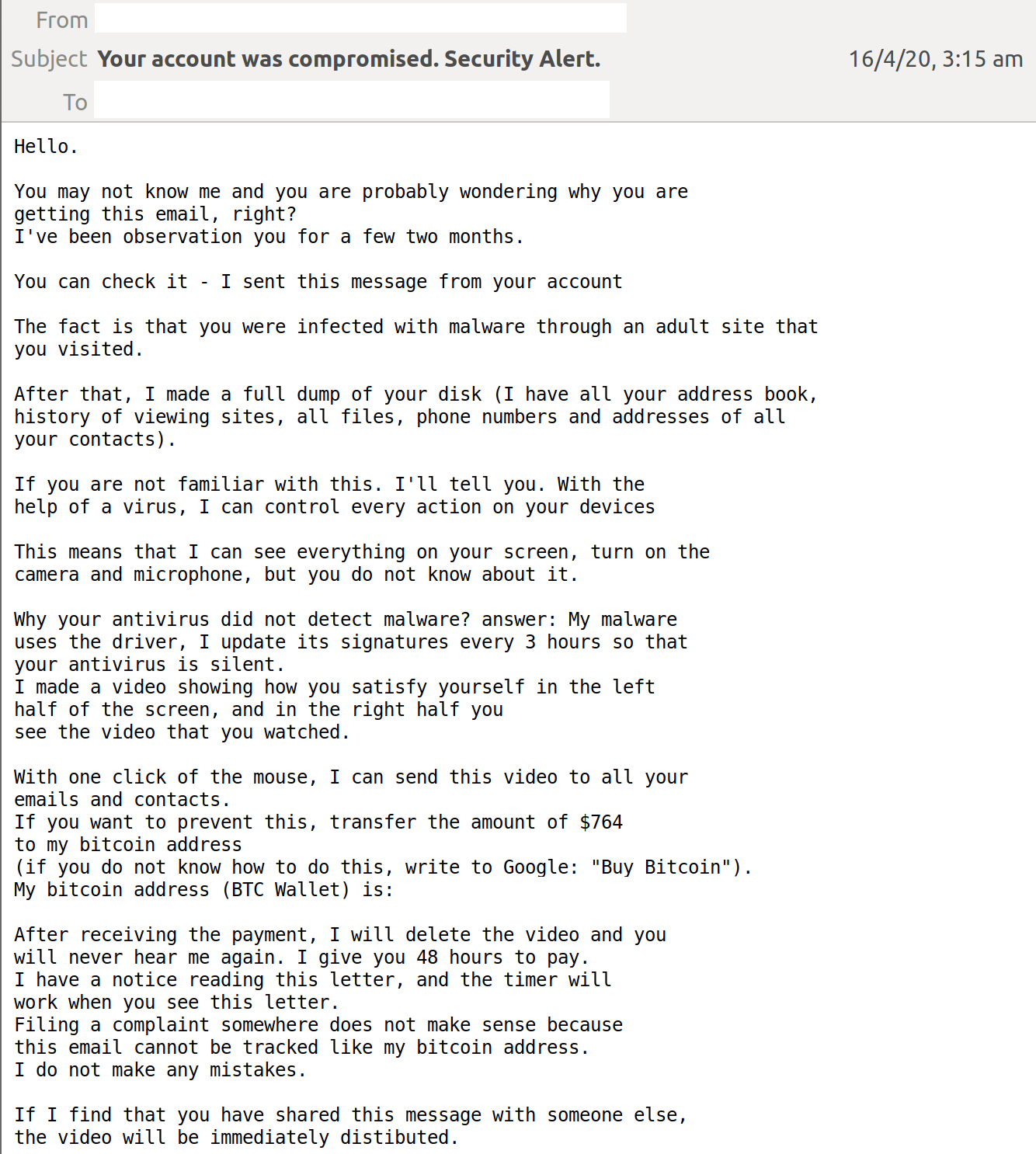 Warning: Multiple extortion phishing emails threatening to release data intercepted by MailGuard