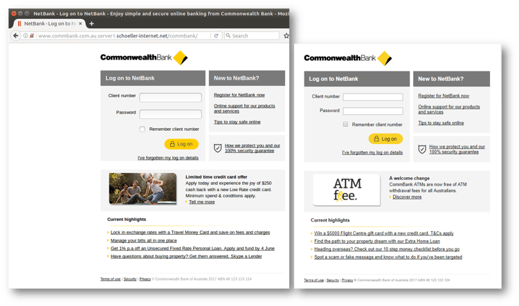 CBA phishing scam_login comparison Oct 4.png