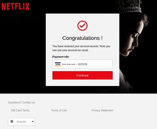 Netflix Scam final page