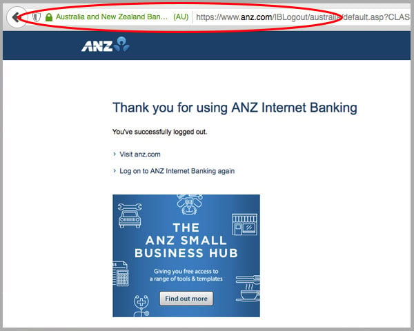 ANZ Legitimate Website Redirect