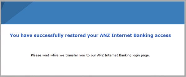 ANZ Successfully Restored Internet Banking Access Hoax