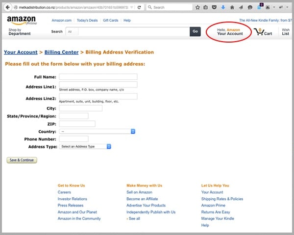 Amazon Hoax Billing Verification