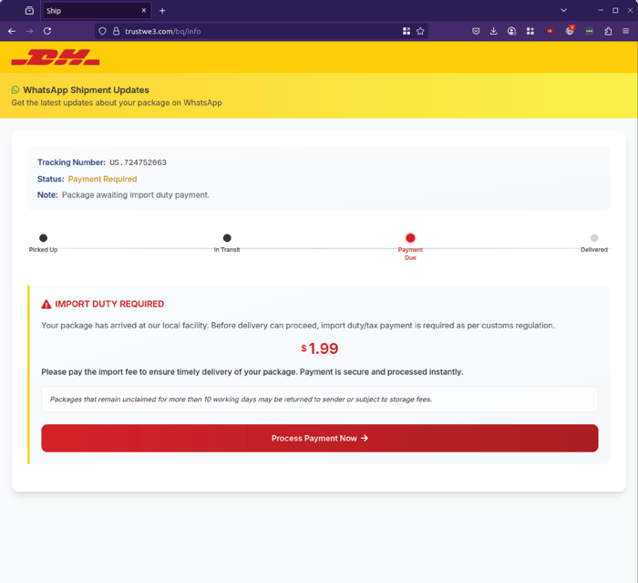 DHL - 0725 - duty required