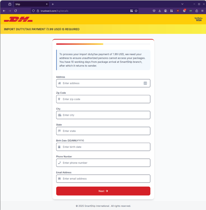 DHL - 0725 - personal details