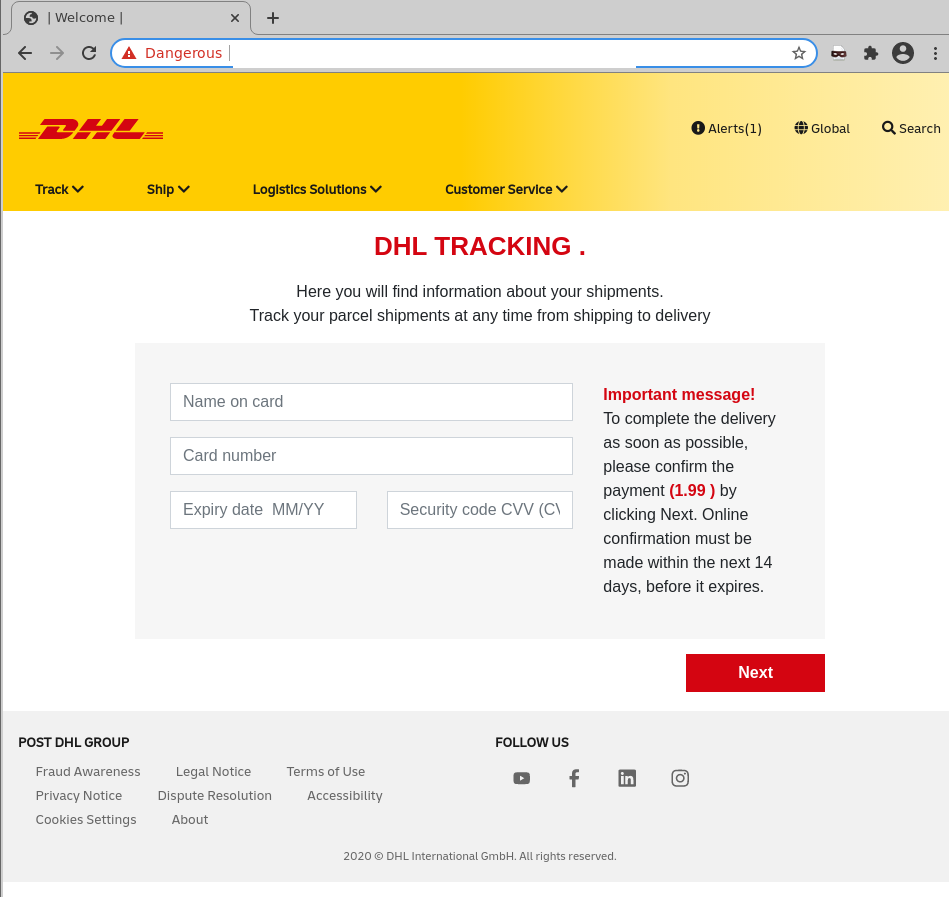 Yearend parcel delivery scams continue DHL impersonated once again in