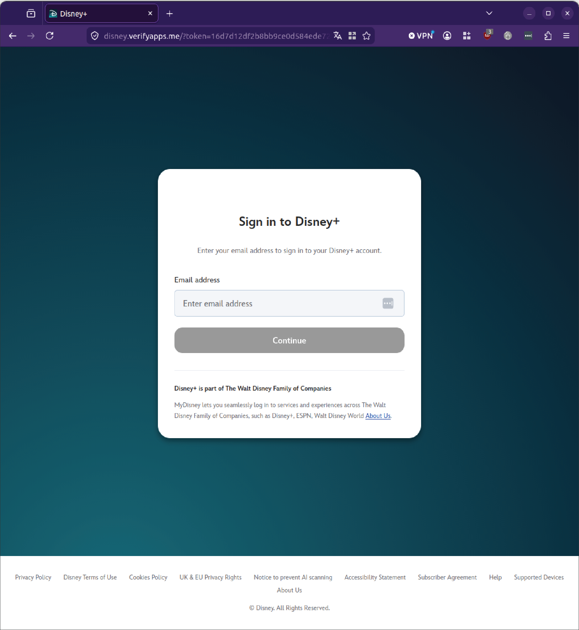 Disney+ “Your membership is on hold” phishing email leads to fake login ...