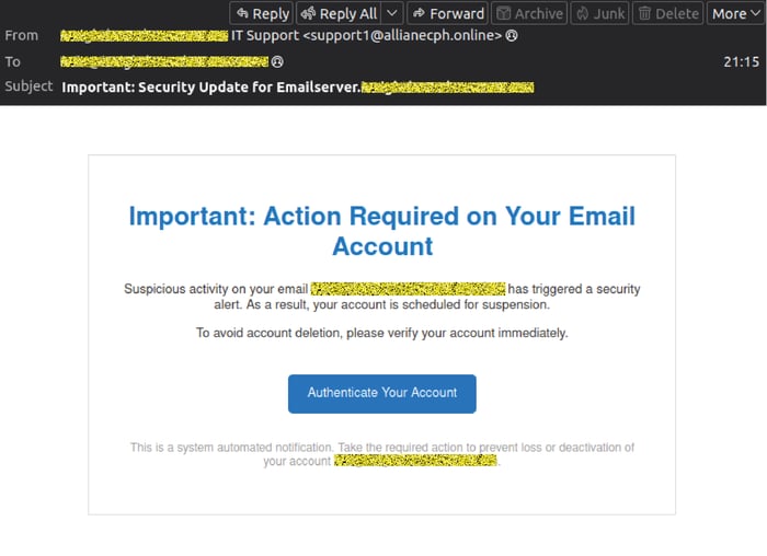 Email security alert - 0925 - email