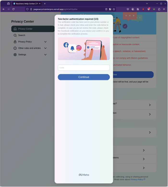 Facebook - 0625 - Phishing Page - MFA