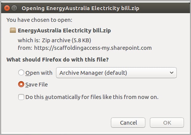 Fake EnergyAustralia invoice email zip file MailGuard.jpg