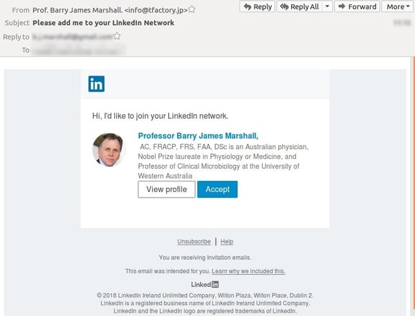 Fake LinkedIn Invite