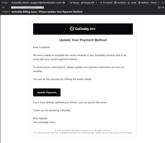 GoDaddy - email