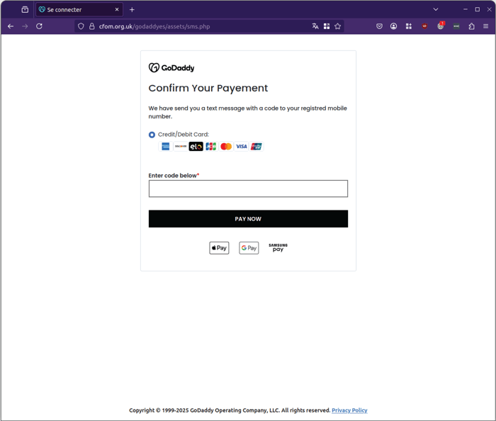 GoDaddy - payment confirmation