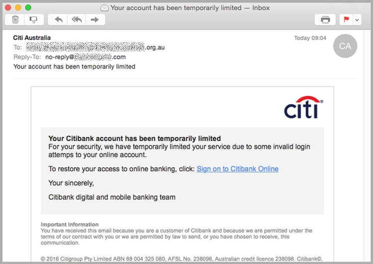 High-risk Citibank fraud email puts bank accounts in danger MAILGUARD1.jpg