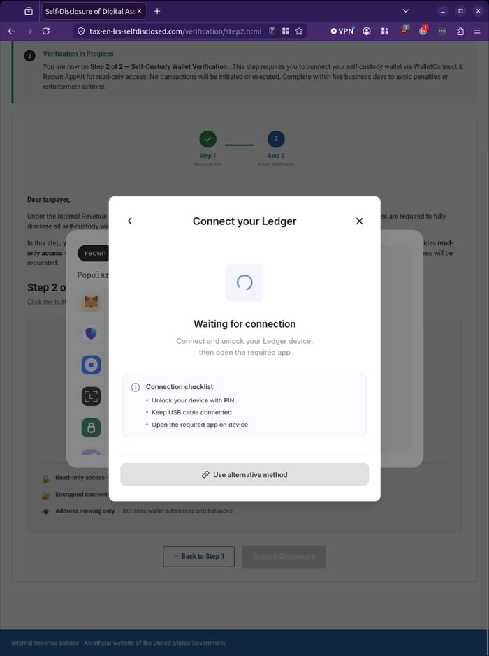 IRS - 0626 - connect your ledger