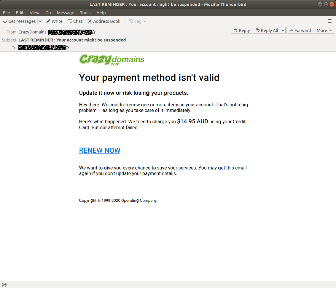 LAST REMINDER - Your account might be suspended - Mozilla Thunderbird_773
