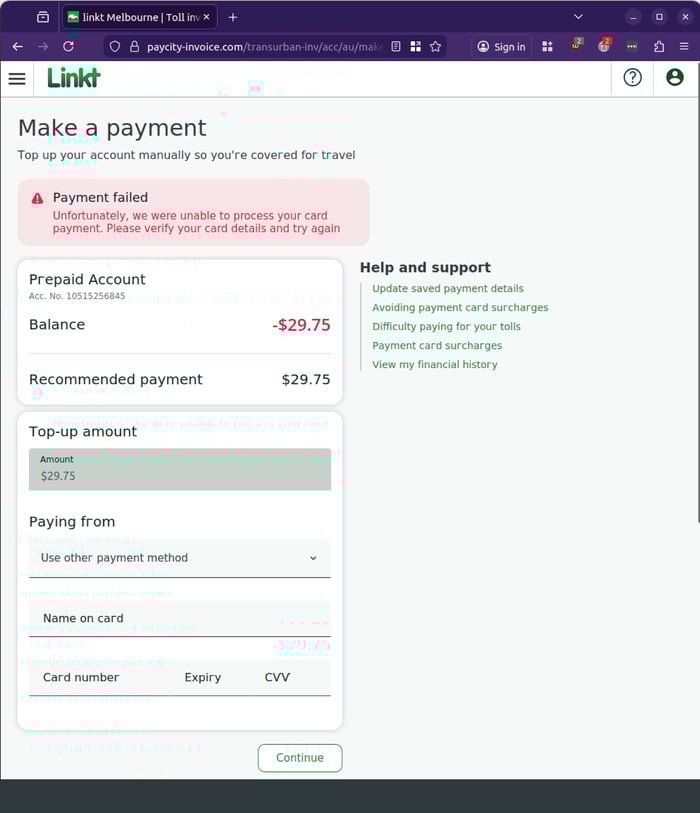 Linkt - 0226 - phish 5 - payment failed