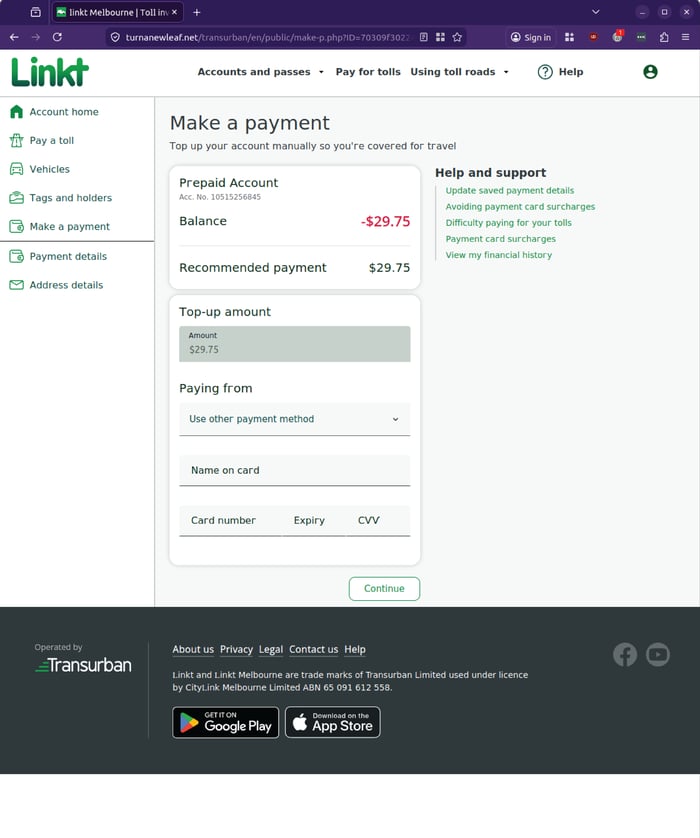 Linkt - 0426 - make a payment page