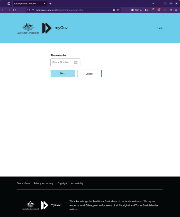Medicare myGov - 0426 - phone no