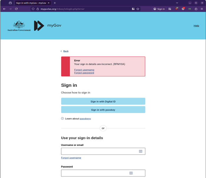Medicare mygov - 0226 - failed