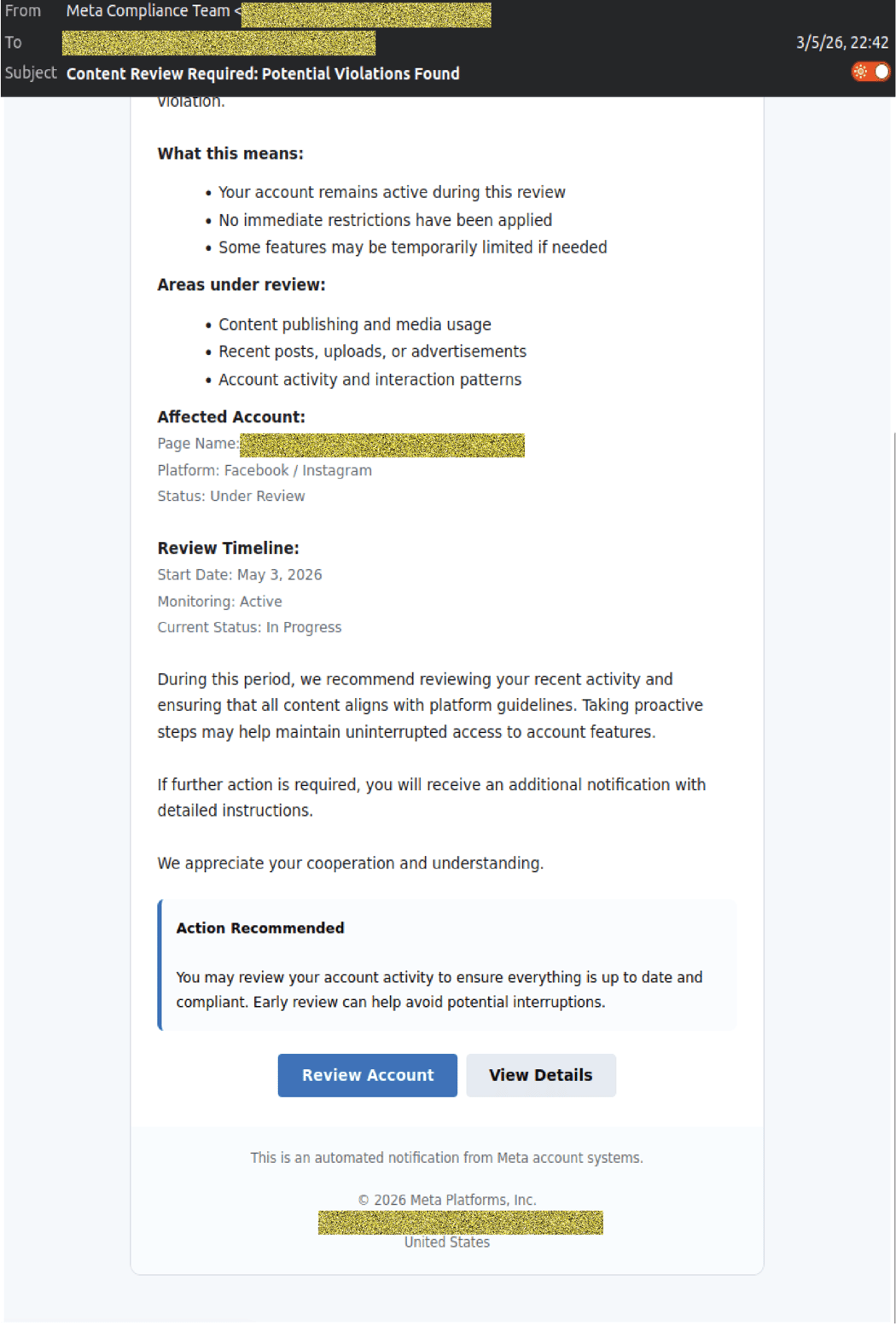 Meta Support Scam Meta impersonation scam
