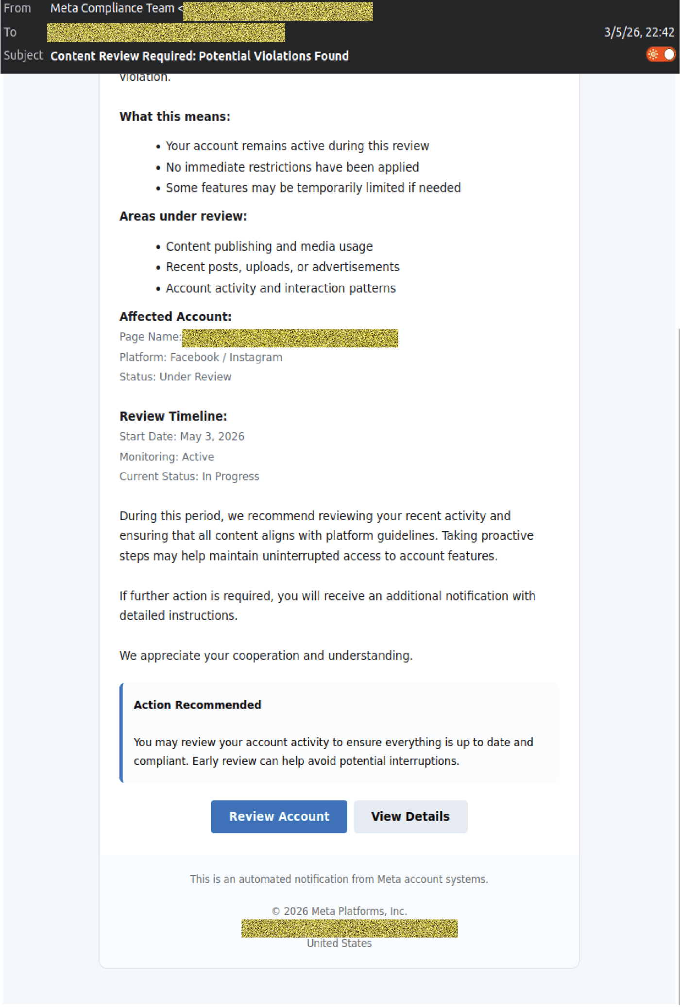 Meta Partner Program Email Scam Meta impersonation scam