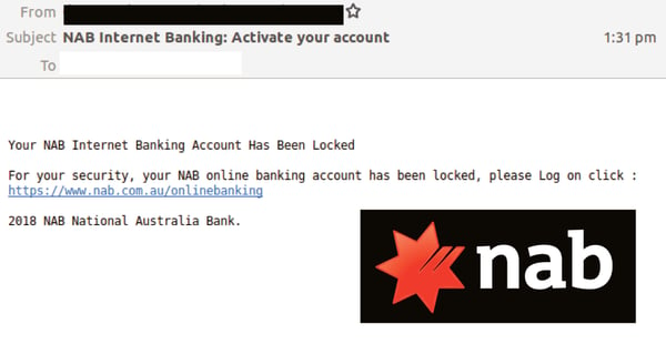 NAB email scam social image