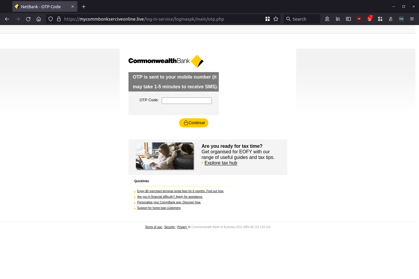 NetBank - OTP Code — Mozilla Firefox_664