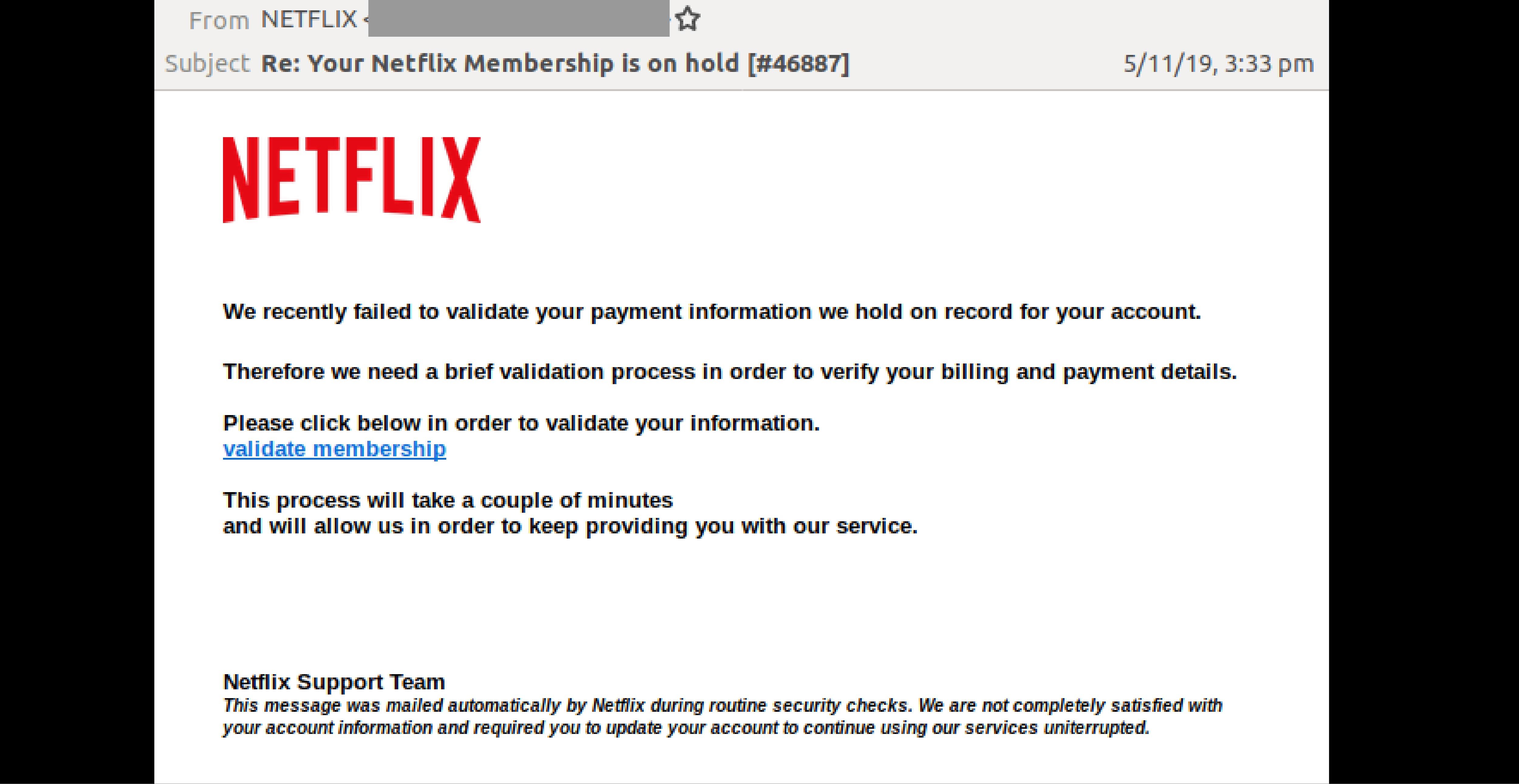 Phishing email scam spoofs Netflix again claims accounts are on hold 