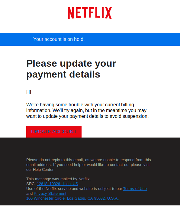 Netflix email zoomed