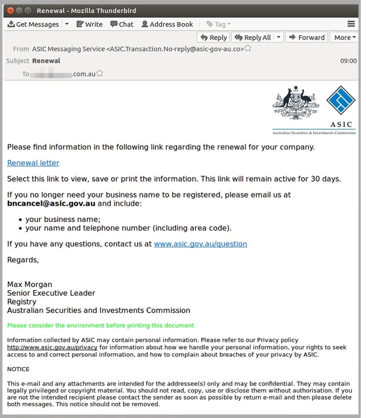Ransomware hidden in fake ASIC renewal notice MailGuard2.jpg