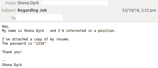 Job application scam