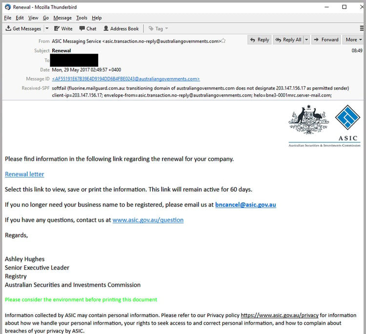 Scammers impersonate ASIC malware email attack MailGuard.jpg