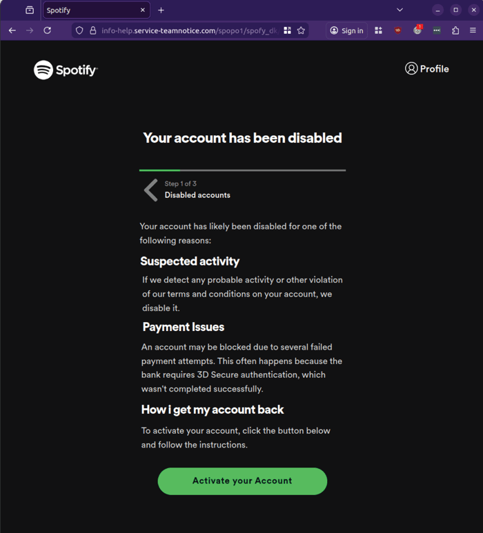 Spotify - 0326 - account disabled